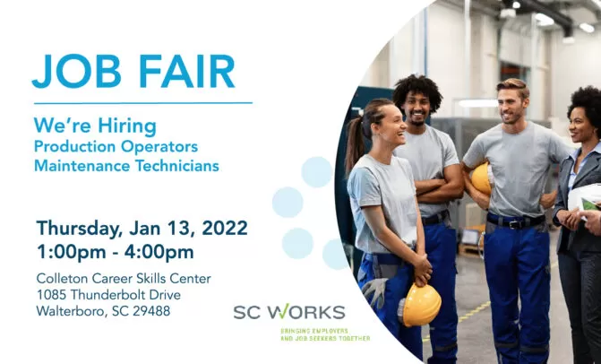 45 career opportunities available in South Carolina. Attend our job fair in January